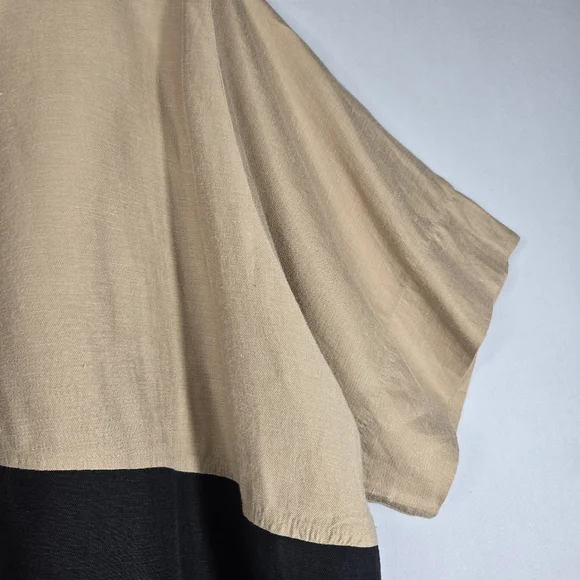 Alembika Belle Linen Tencel Top Size 18 Boxy Oversize Short Sleeve Khaki Black - Picture 10 of 15